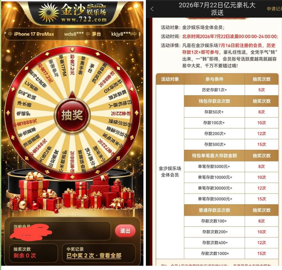 金沙娱乐场722 转盘抽奖